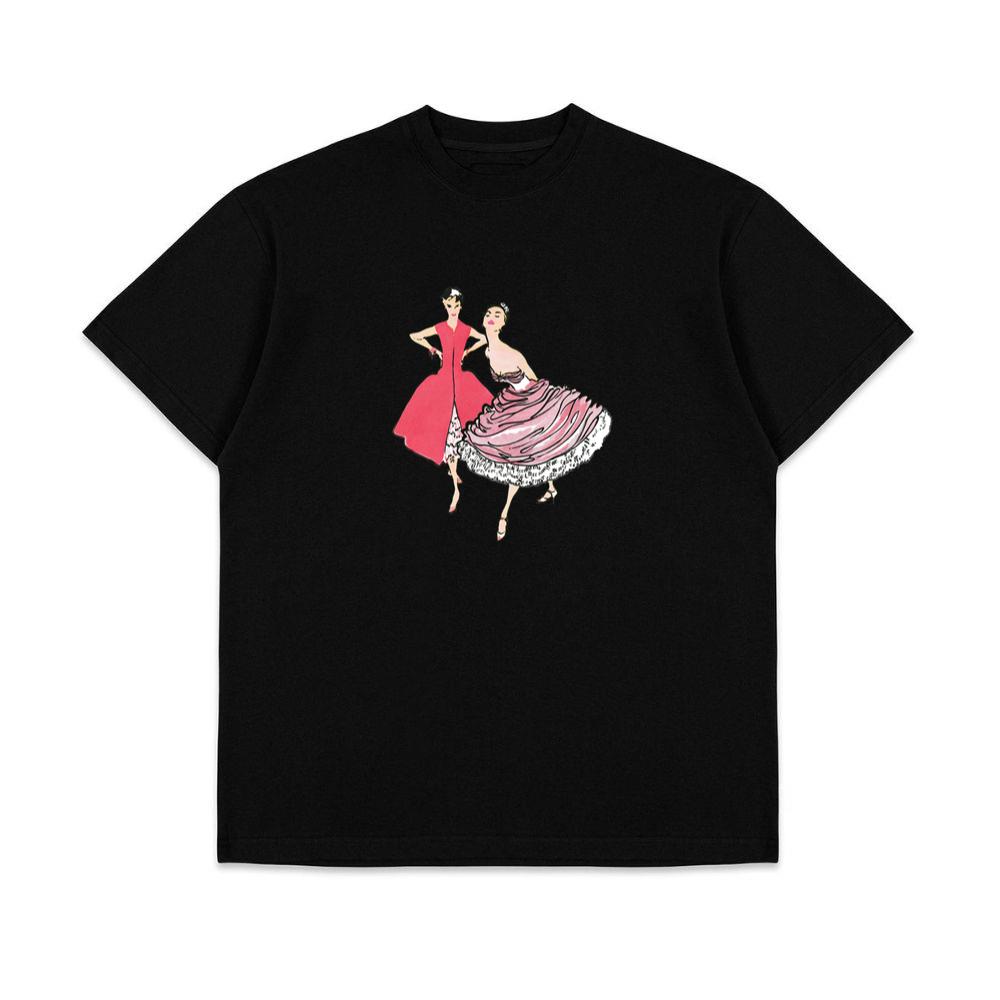 Woman in a Pink Dress with Flowers T-Shirts