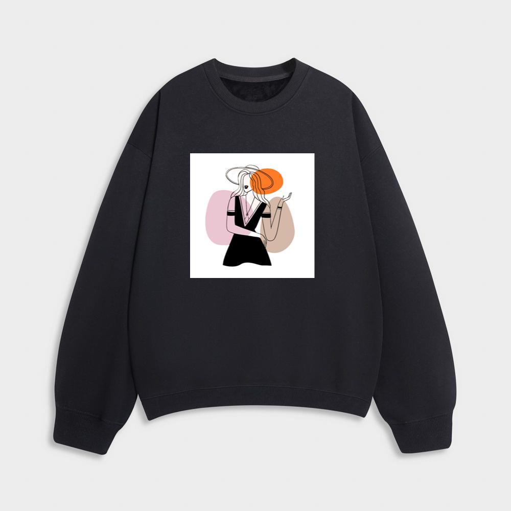 Woman in Dress and Hat Sweatshirt