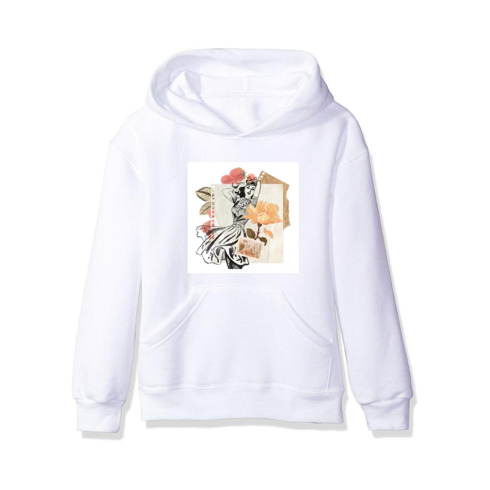Woman in Dress, Rose, and Raspberry Collage Hoodies
