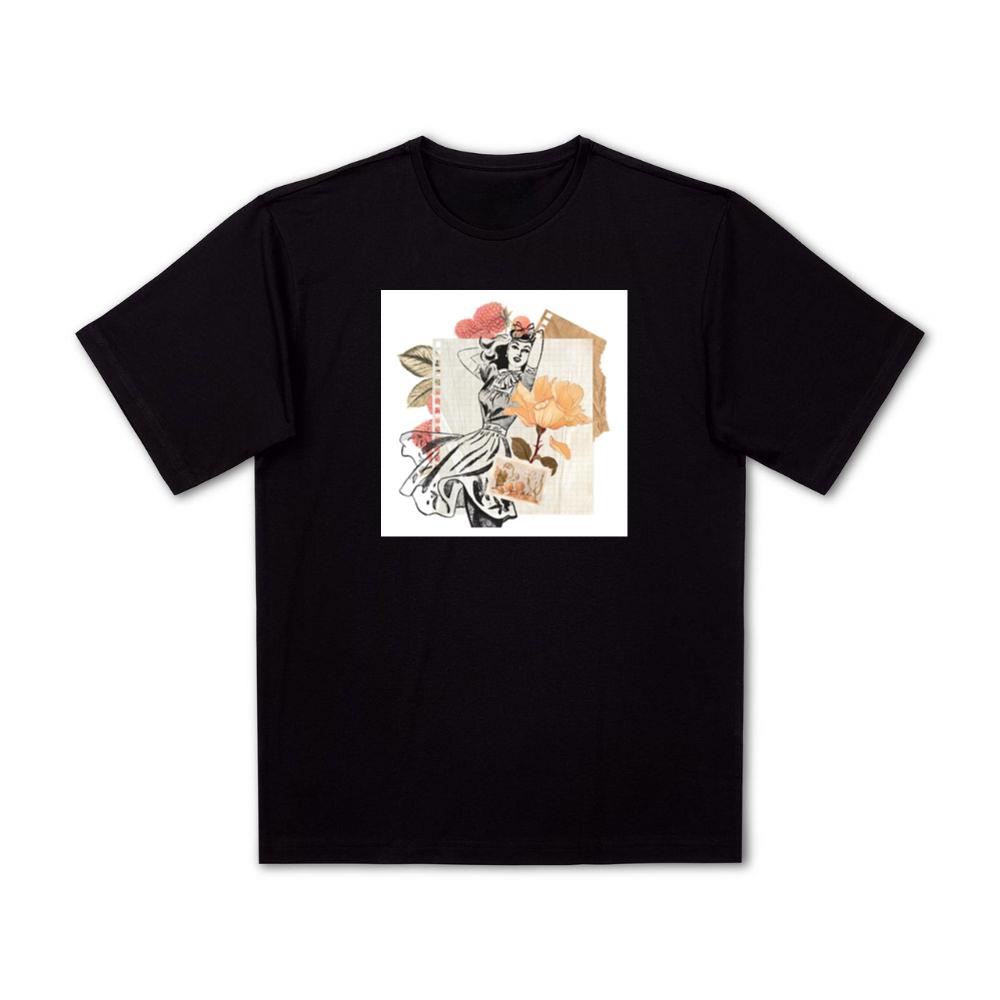 Woman in Dress, Rose, and Raspberry Collage T-Shirts