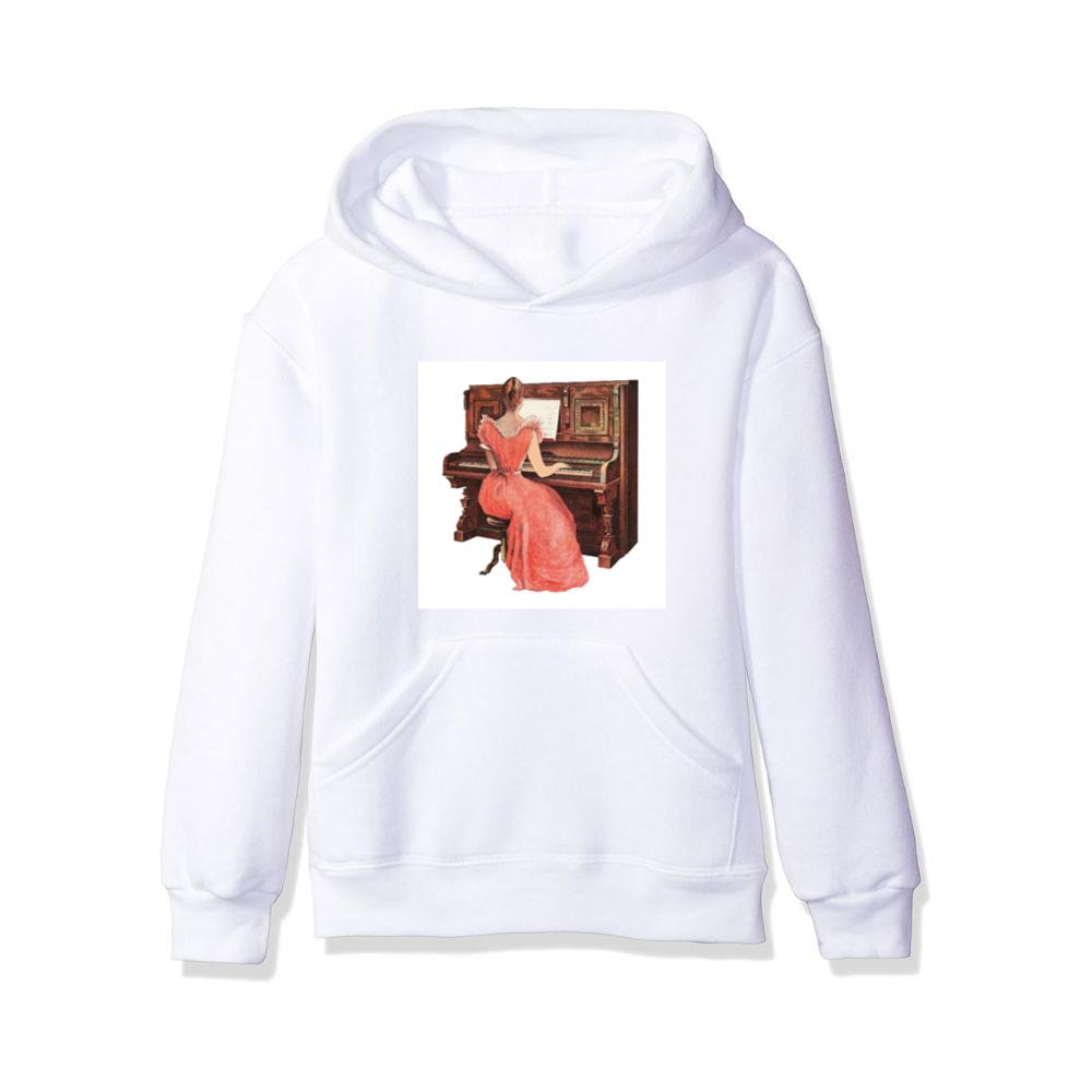 Woman in Pink Dress at Piano Hoodies