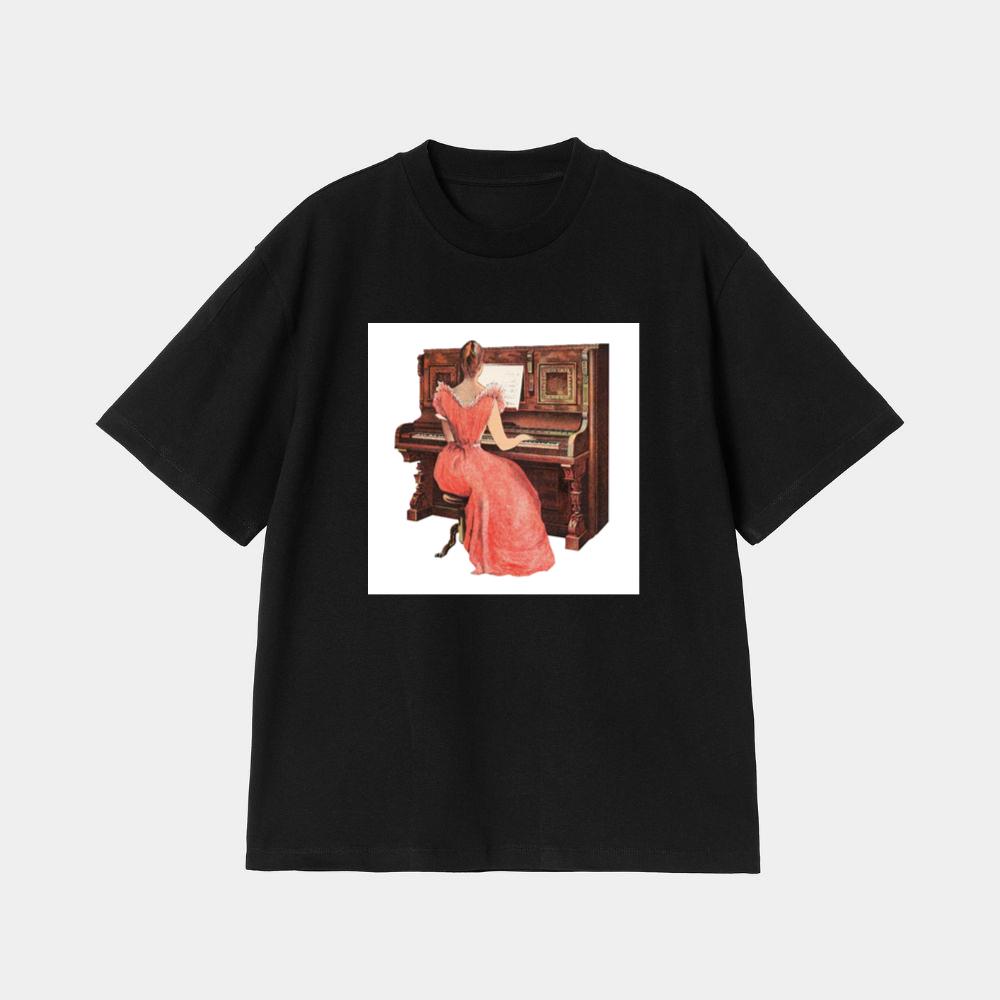Woman in Pink Dress at Piano T-Shirt