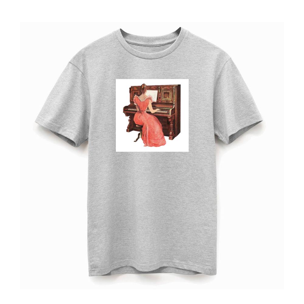 Woman in Pink Dress at Piano TShirts Pagetees