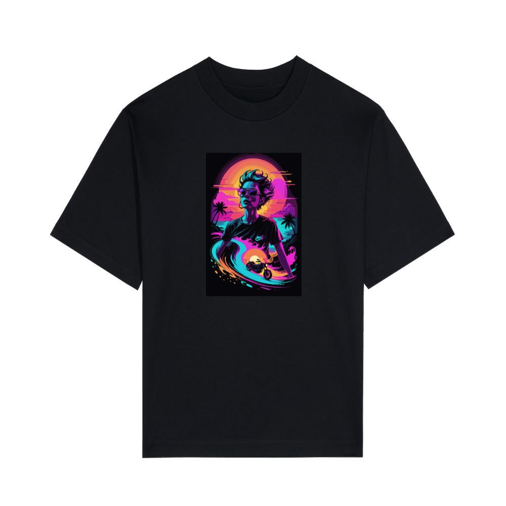 Woman Riding Motorcycle On Beach At Sunset Vintage T-Shirts