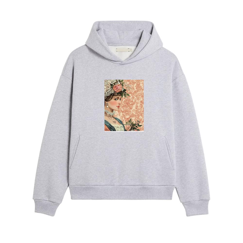 Woman with Floral Hat and Lace Hoodies