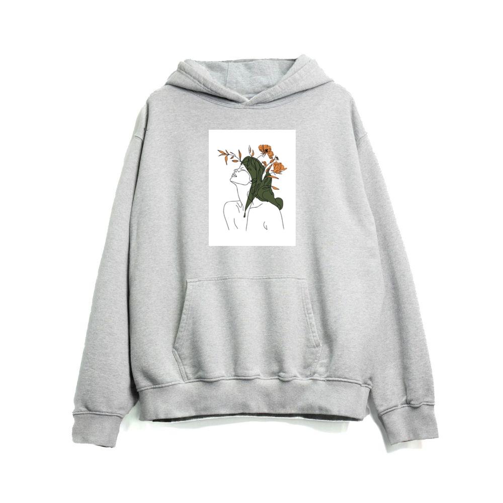 Woman with Flowers in Hair Hoodies