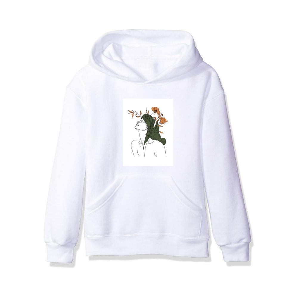 Woman with Flowers in Hair Hoodies