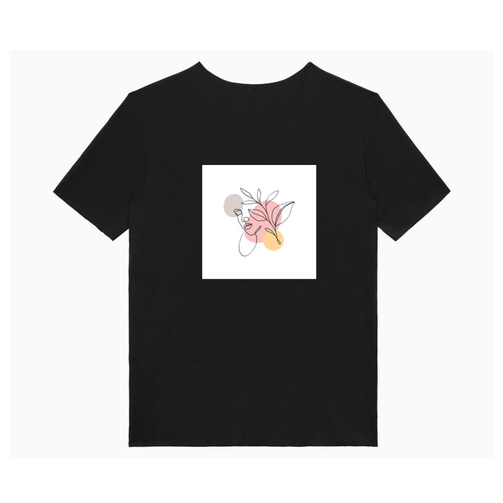 Woman with Leaves and Circles T-Shirts