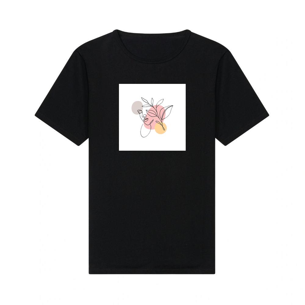 Woman with Leaves and Circles T-Shirts