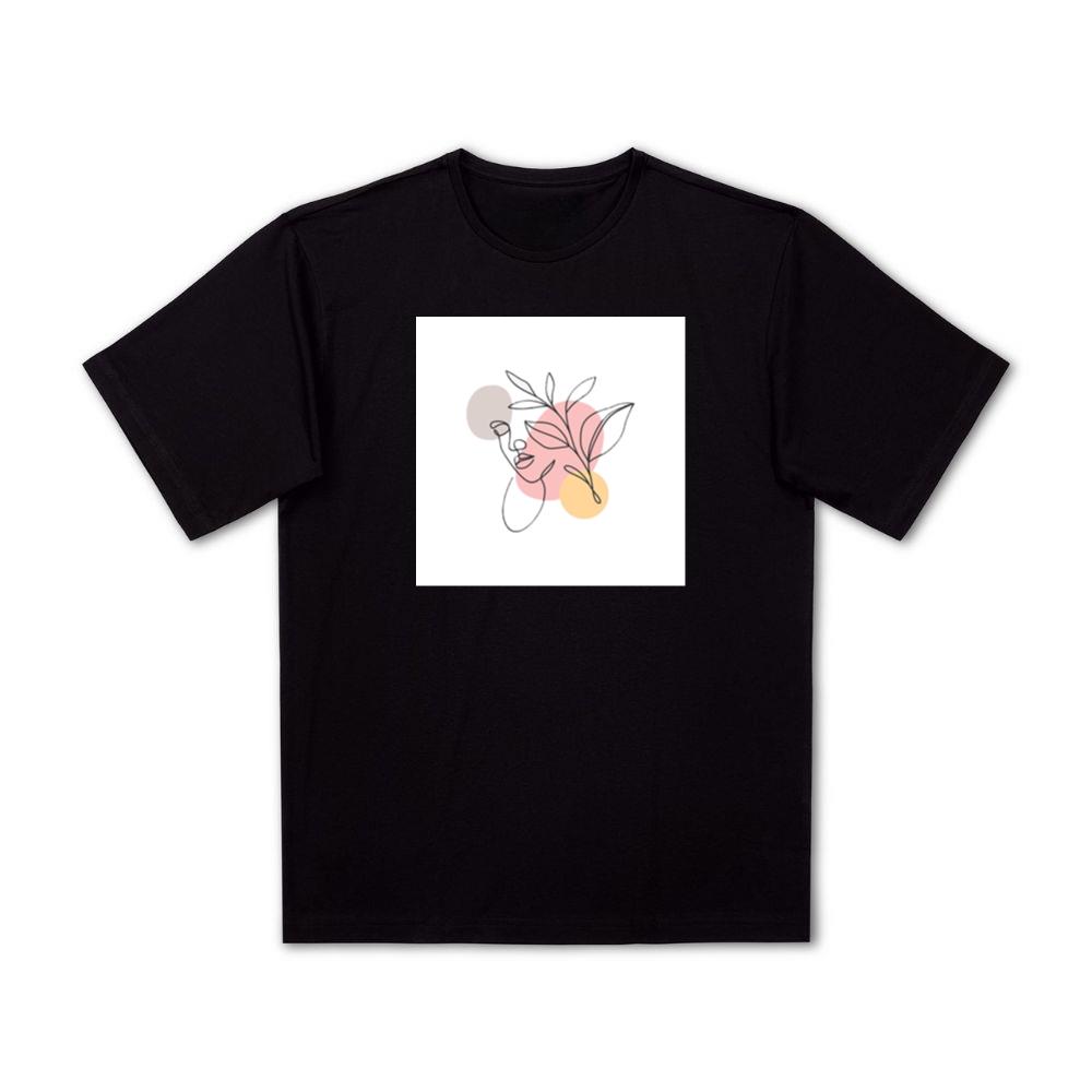 Woman with Leaves and Circles T-Shirts