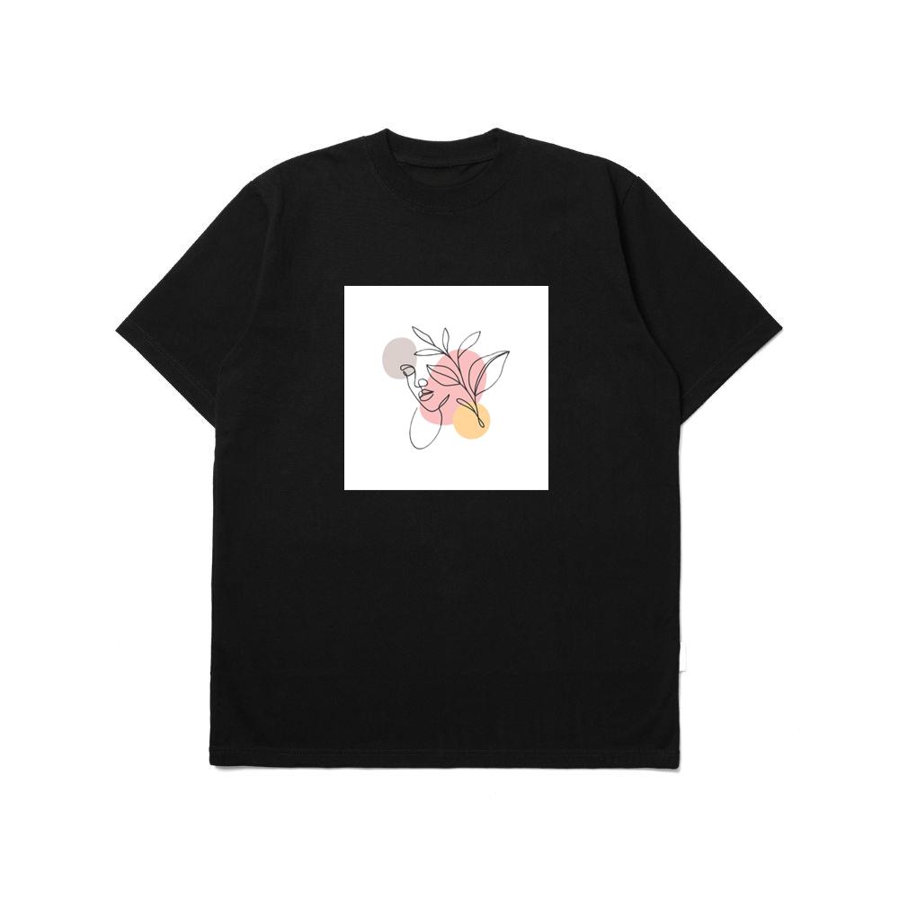 Woman with Leaves and Circles T-Shirts