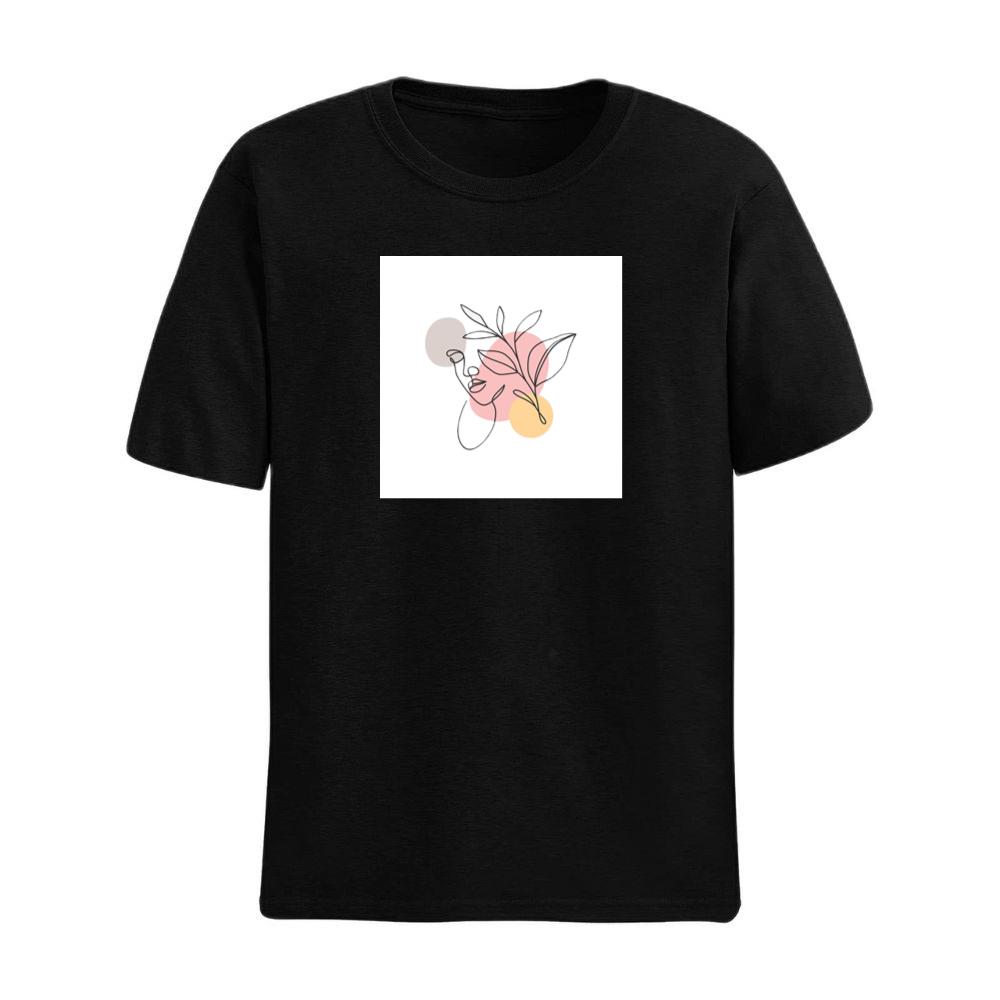 Woman with Leaves and Circles T-Shirts