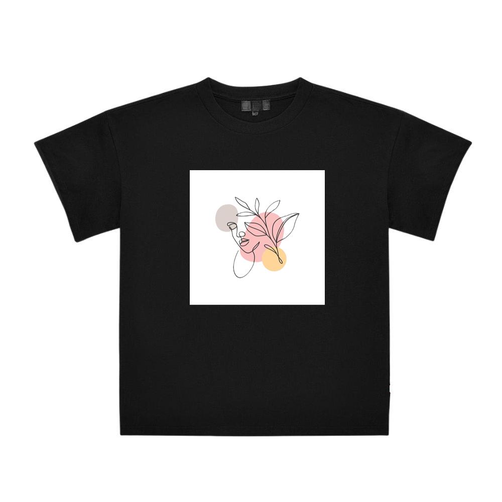 Woman with Leaves and Circles T-Shirts