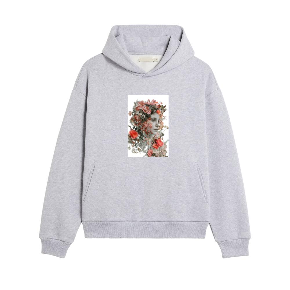 Woman's Face Among Flowers Hoodies