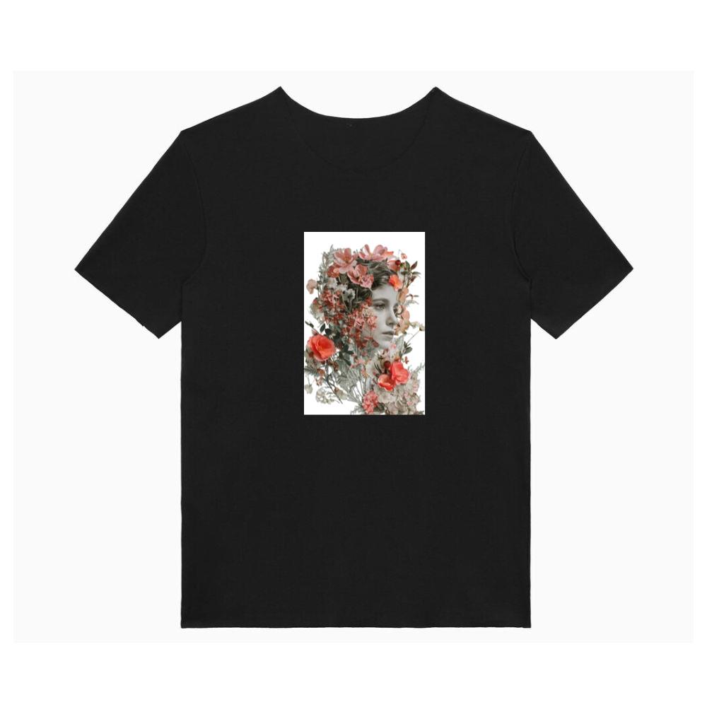 Woman's Face Among Flowers T-Shirts