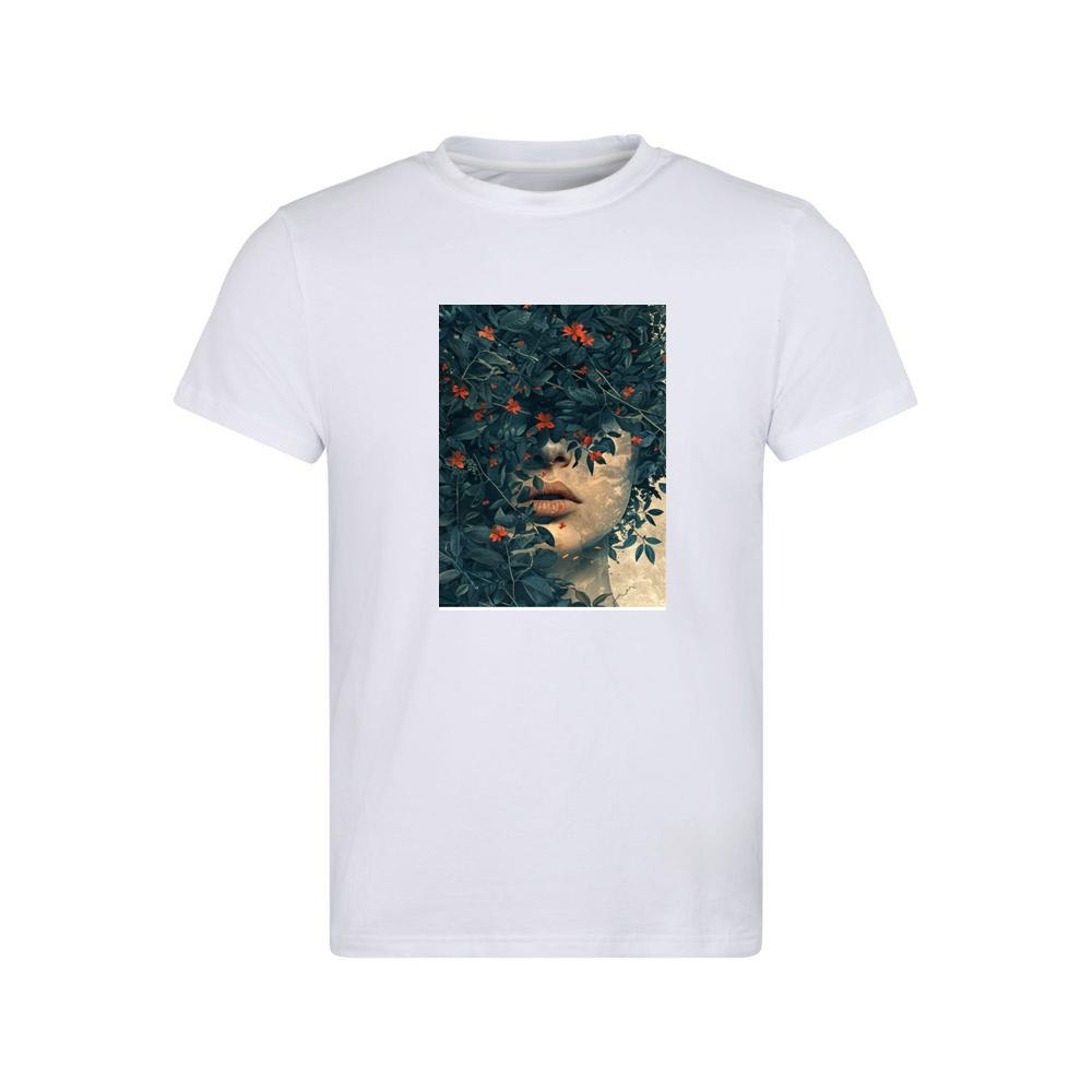 Woman's Face Among Leaves and Flowers T-Shirts