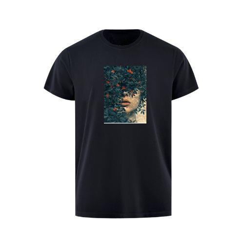 Woman's Face Among Leaves and Flowers T-Shirts