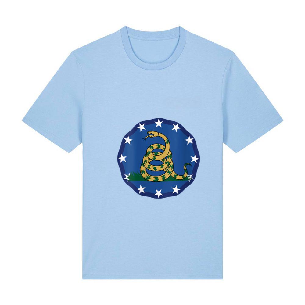 Womens Distressed Flag with Coiled Snake V-Neck T-Shirt (1)