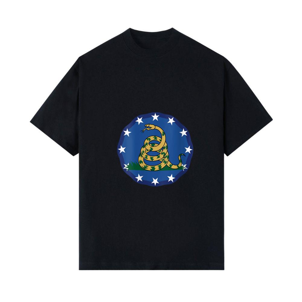 Womens Distressed Flag with Coiled Snake V-Neck T-Shirt 