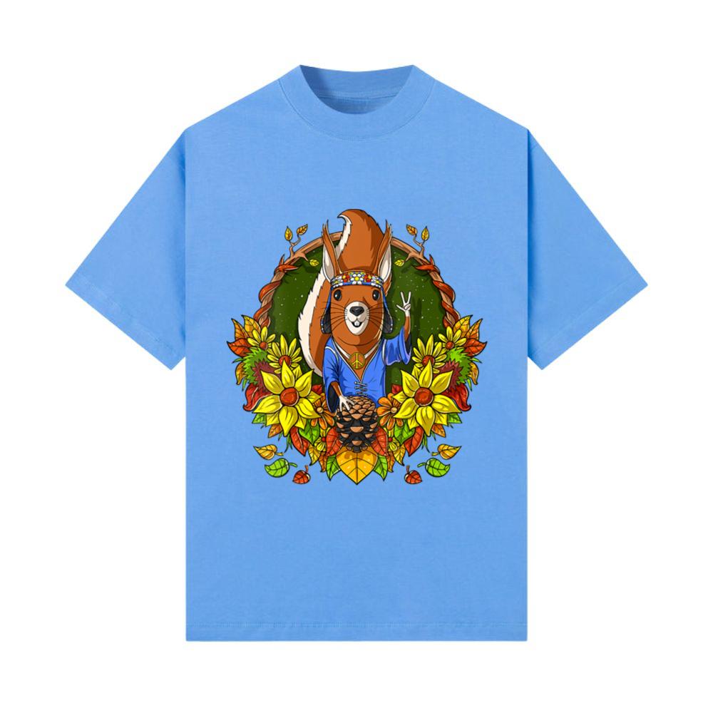 Womens Squirrel Hippie Sunflowers Forest Animal T-Shirt