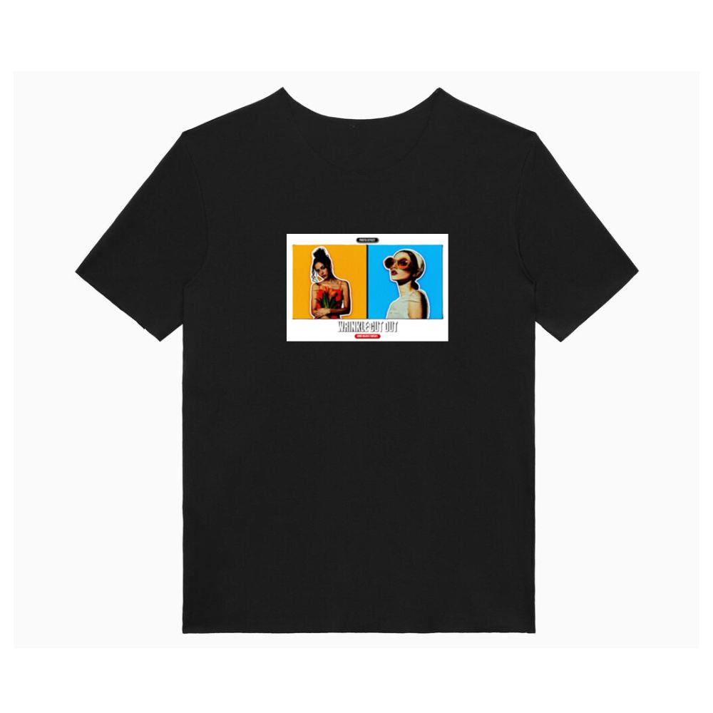 Wrinkle Cut Out Portraits of Two Women T-Shirts