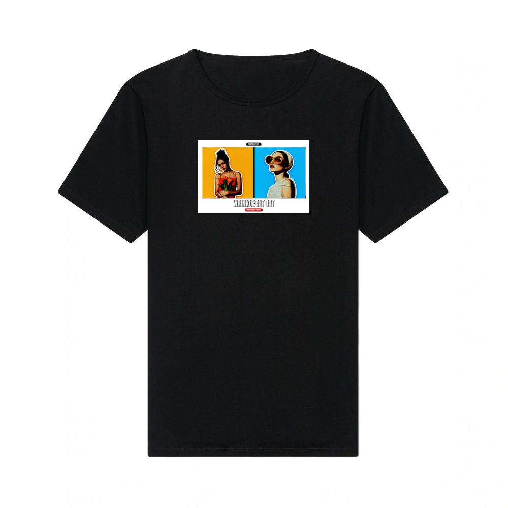 Wrinkle Cut Out Portraits of Two Women T-Shirts