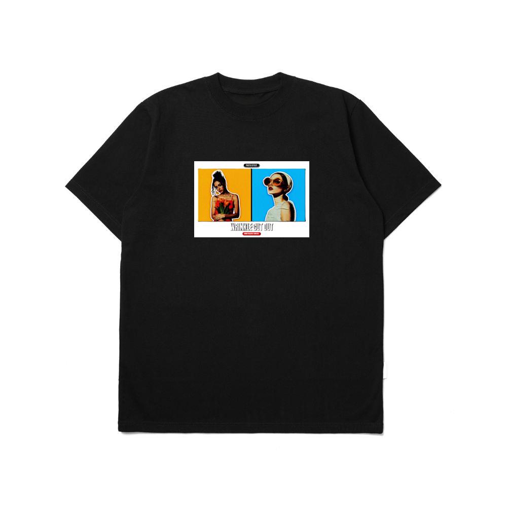 Wrinkle Cut Out Portraits of Two Women T-Shirts