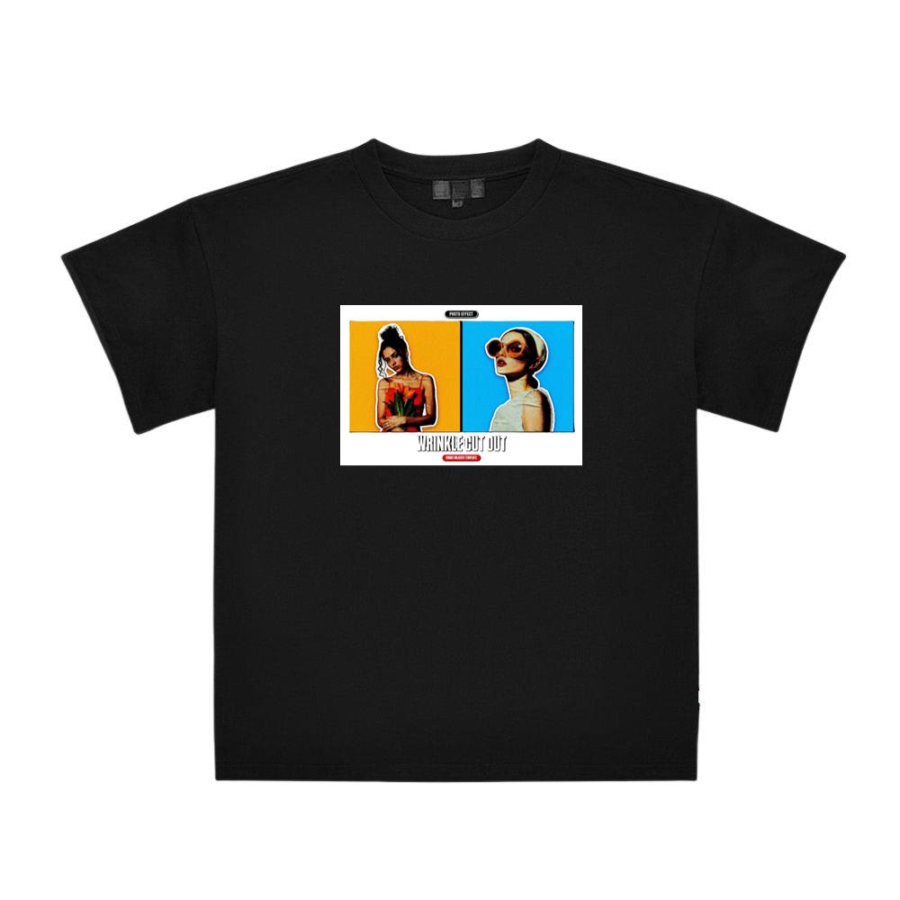 Wrinkle Cut Out Portraits of Two Women T-Shirts