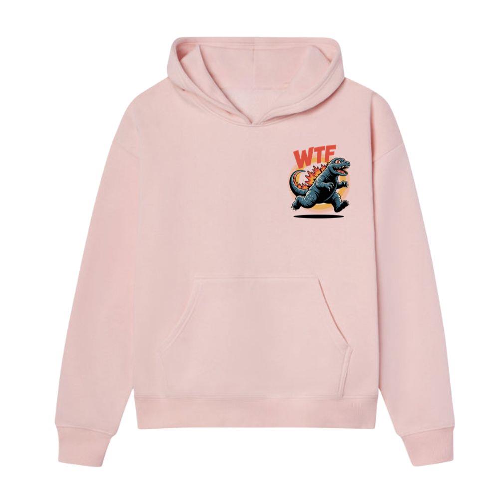 WTF Dinosaur Monster Retro Cartoon Graphic Hoodie