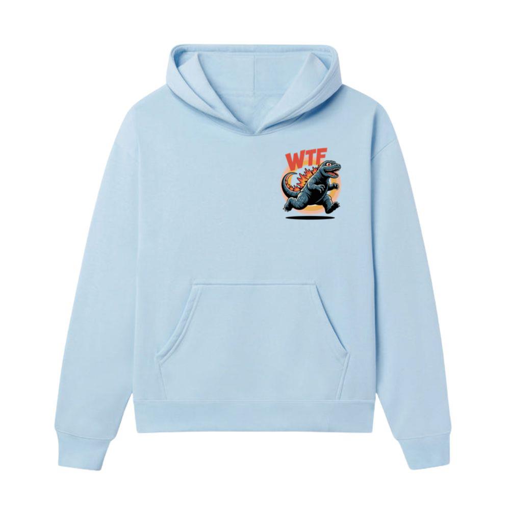 WTF Dinosaur Monster Retro Cartoon Graphic Hoodie