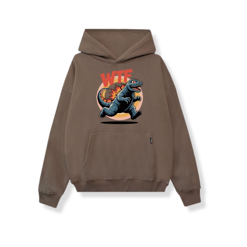 WTF Dinosaur Monster Retro Cartoon Graphic Hoodie