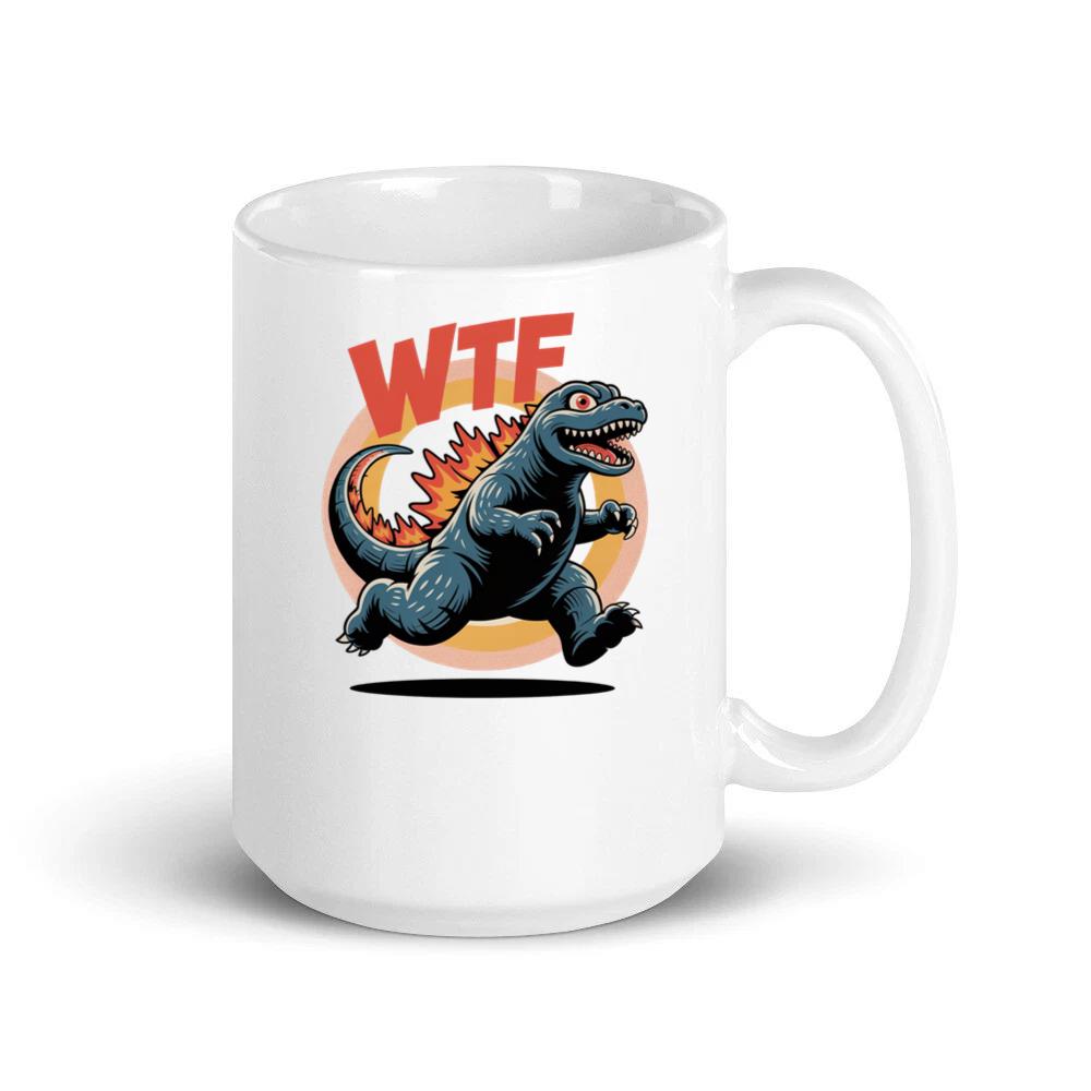 WTF Dinosaur Monster Retro Cartoon Graphic Mug
