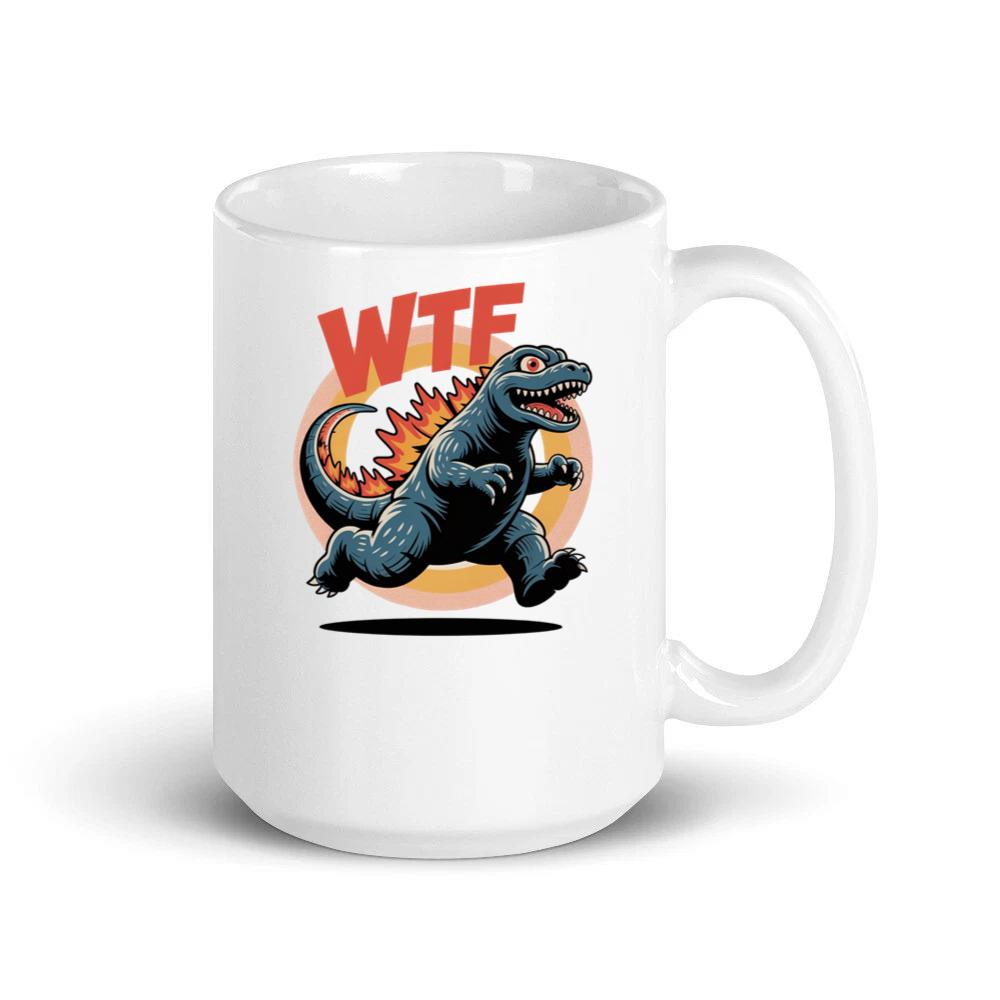WTF Dinosaur Monster Retro Cartoon Graphic Mug