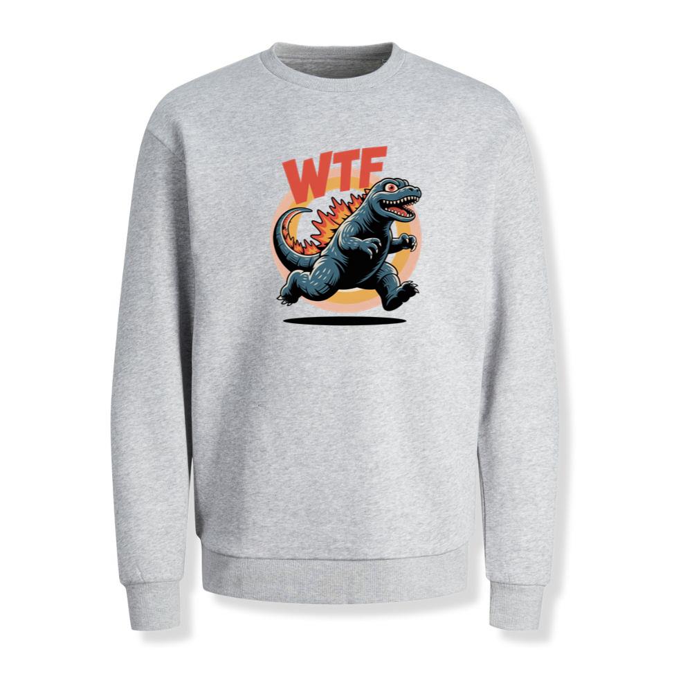WTF Dinosaur Monster Retro Cartoon Graphic Sweatshirt