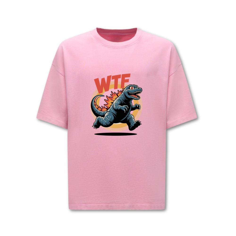 WTF Dinosaur Monster Retro Cartoon Graphic T-Shirt