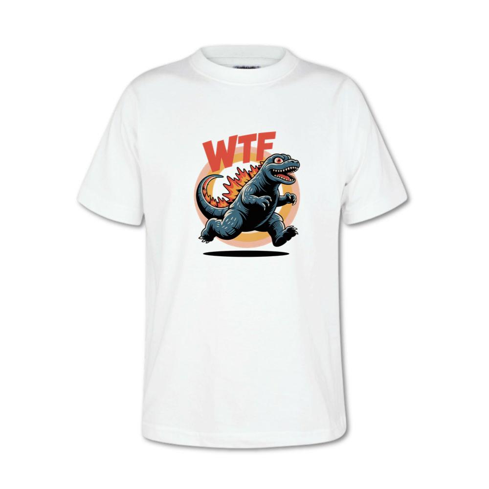 WTF Dinosaur Monster Retro Cartoon Graphic T-Shirt