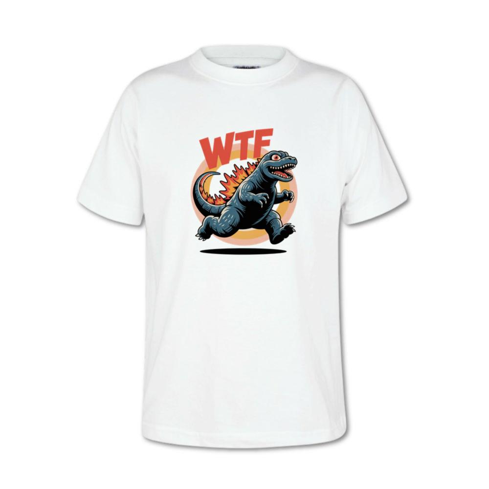 WTF Dinosaur Monster Retro Cartoon Graphic T-Shirt