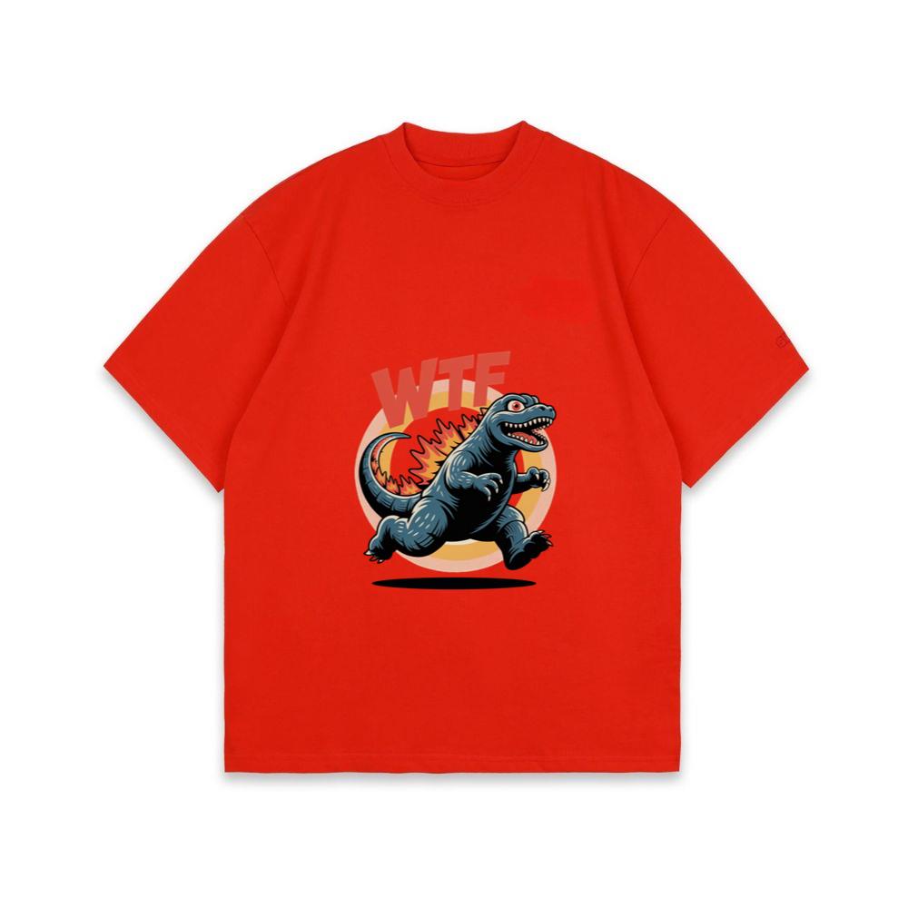 WTF Dinosaur Monster Retro Cartoon Graphic T-Shirt