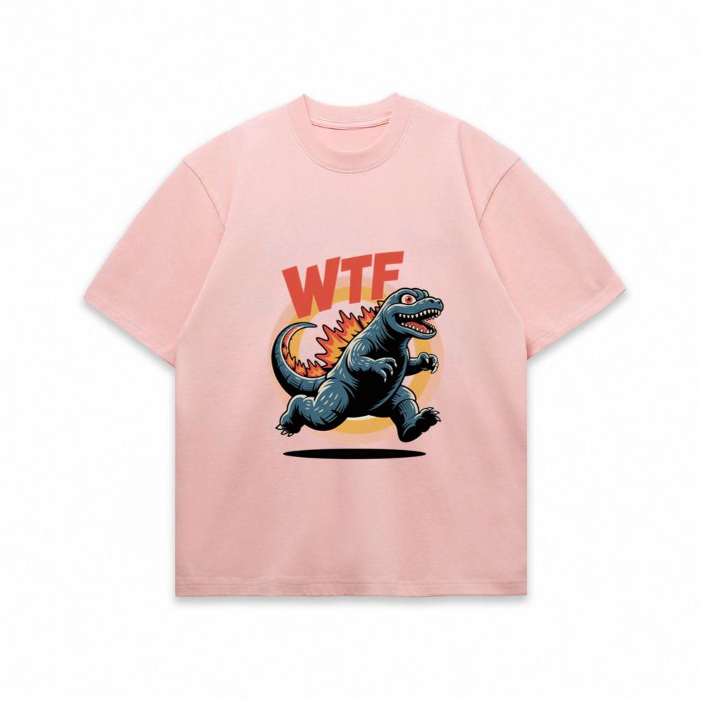WTF Dinosaur Monster Retro Cartoon Graphic T-Shirt
