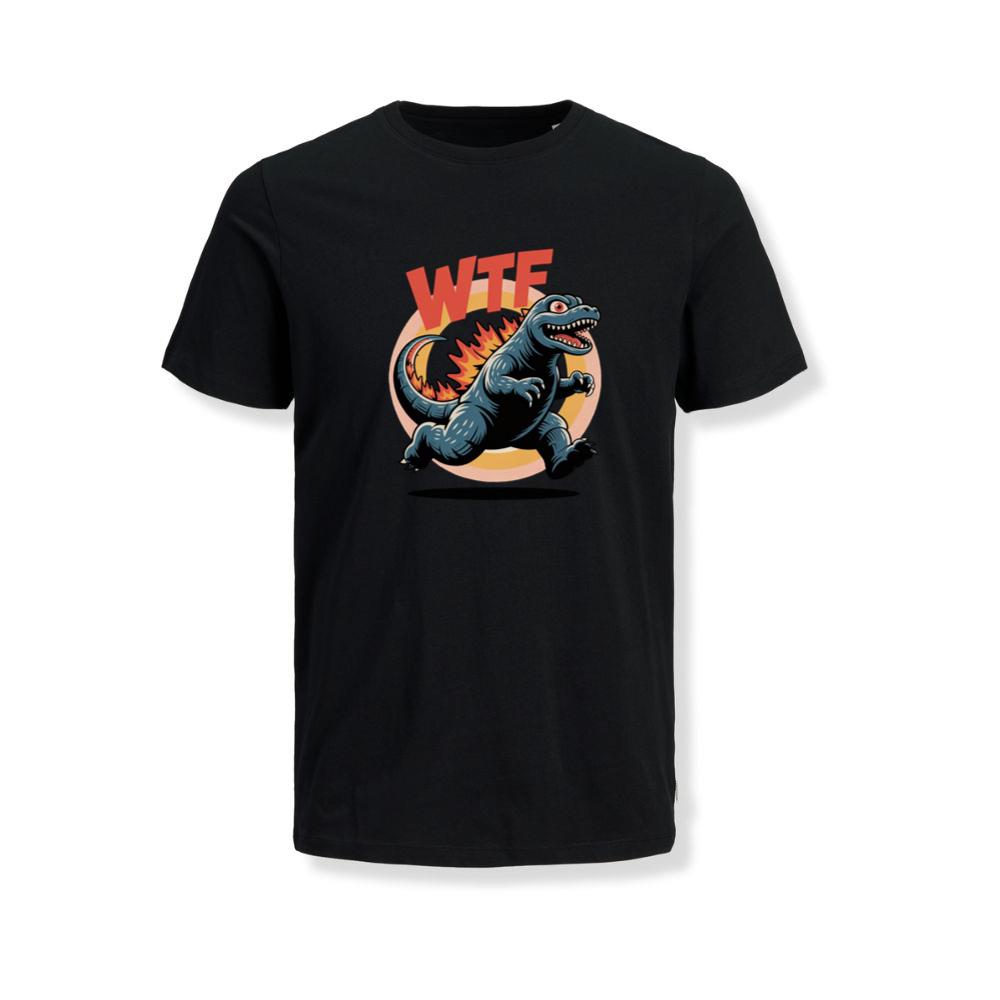 WTF Dinosaur Monster Retro Cartoon Graphic T-Shirt