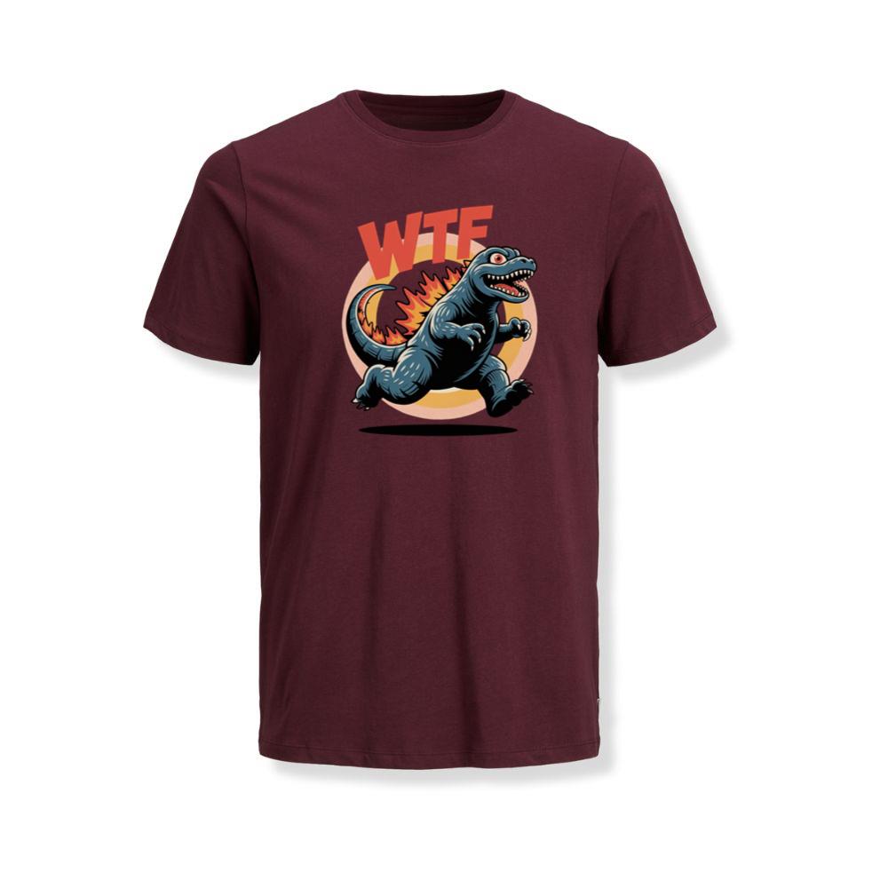 WTF Dinosaur Monster Retro Cartoon Graphic T-Shirt - Image 3