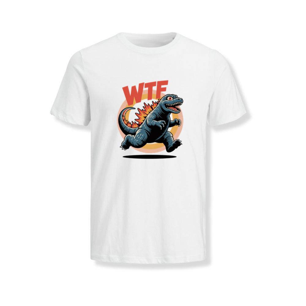 WTF Dinosaur Monster Retro Cartoon Graphic T-Shirt