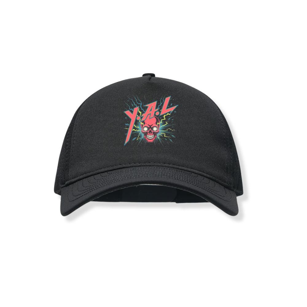 YAL Skull Lightning Bolt Retro Graphic Black Hat