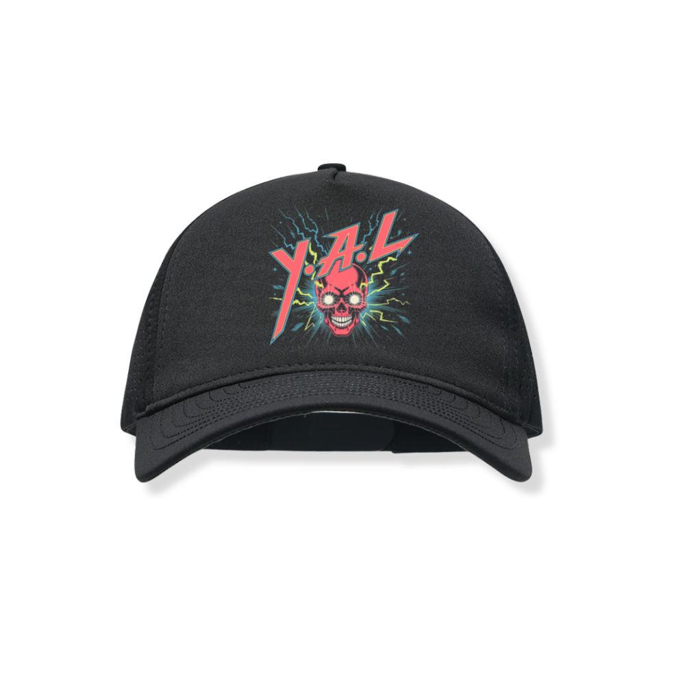 YAL Skull Lightning Bolt Retro Graphic Black Hat
