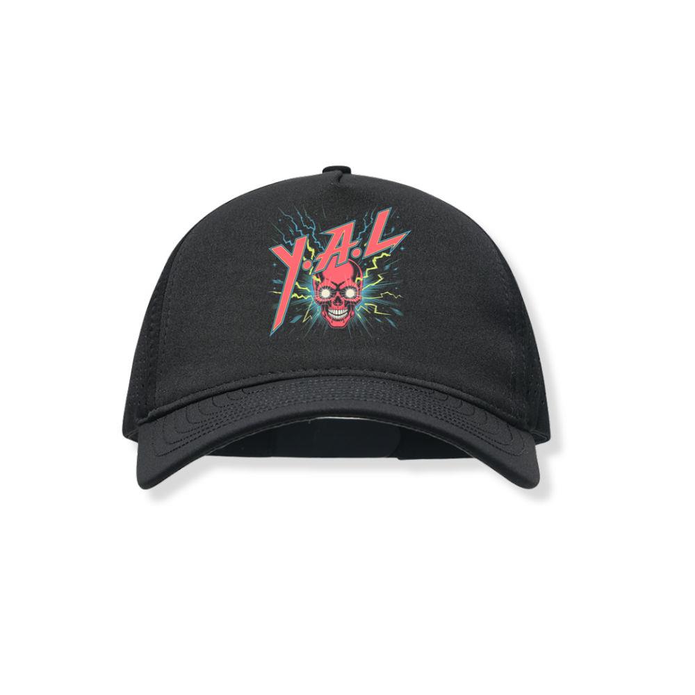 YAL Skull Lightning Bolt Retro Graphic Black Hat