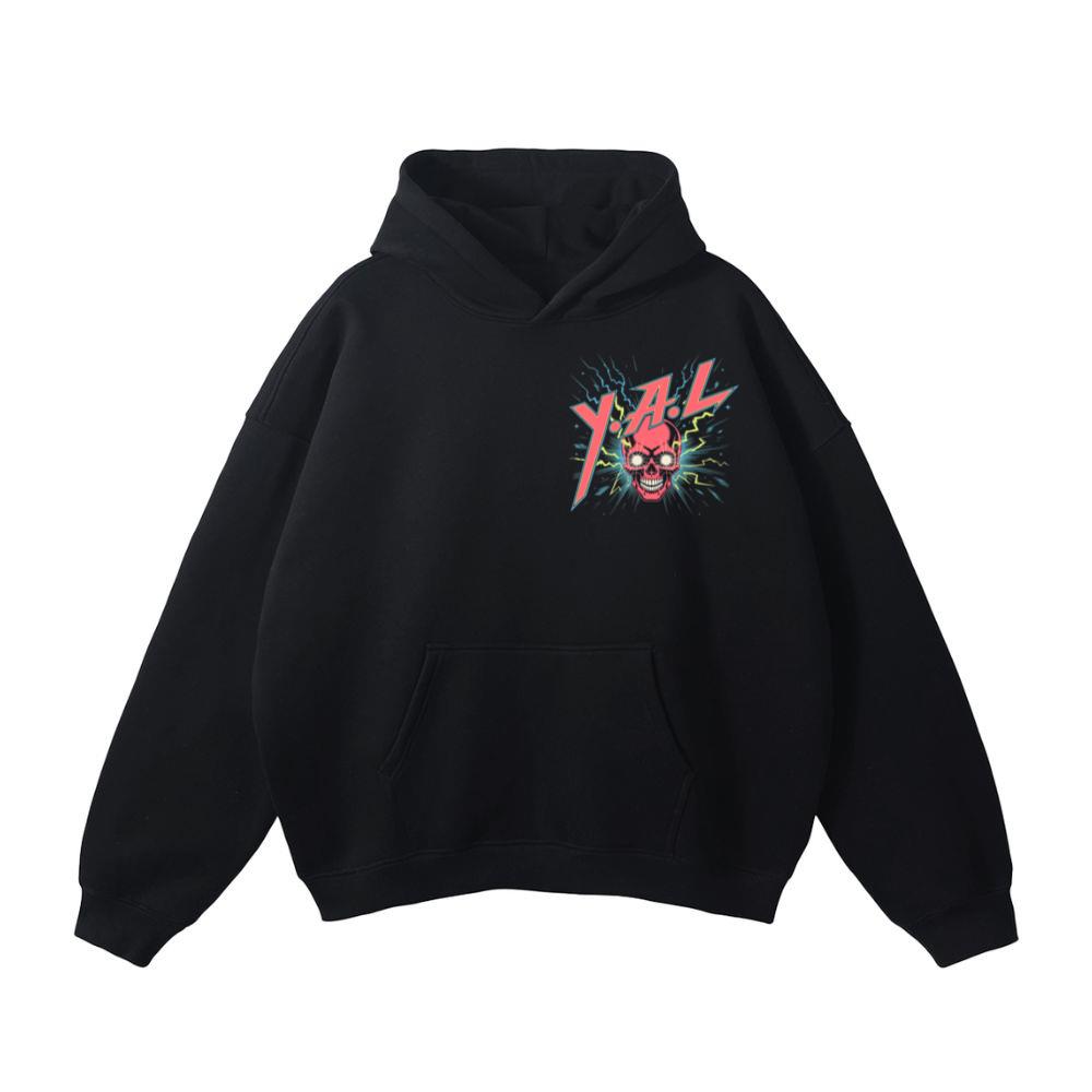 YAL Skull Lightning Bolt Retro Graphic Hoodie