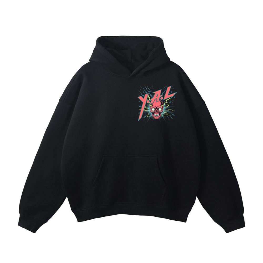 YAL Skull Lightning Bolt Retro Graphic Hoodie