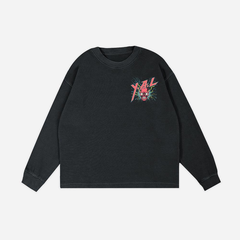 YAL Skull Lightning Bolt Retro Graphic Sweatshirt