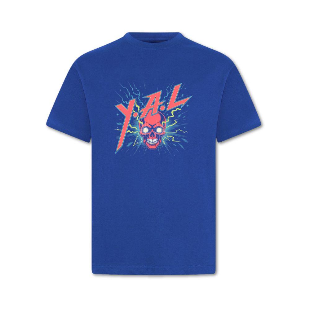 YAL Skull Lightning Bolt Retro Graphic T-Shirt
