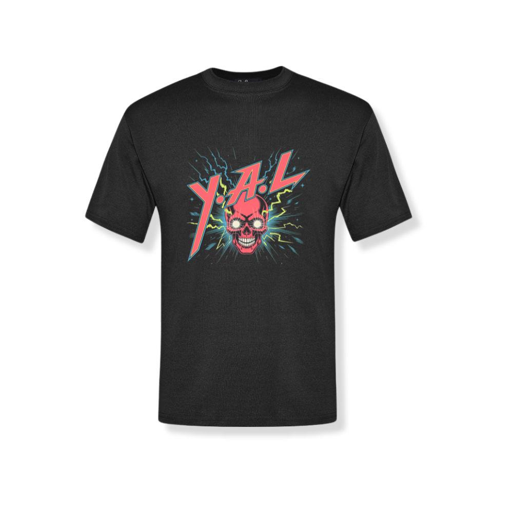 YAL Skull Lightning Bolt Retro Graphic T-Shirt